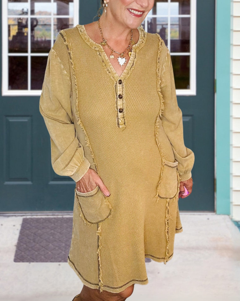 Unique Reverse-stitched Frayed Edge Dress