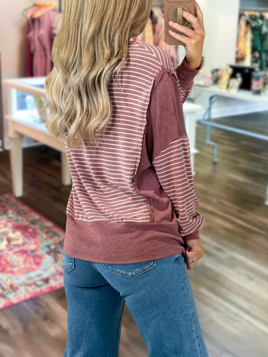 Stylish Striped Color-Block Pullover