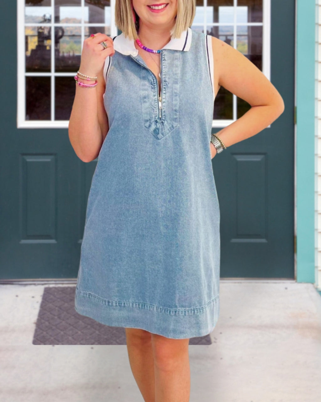 Game Denim Mini Dress