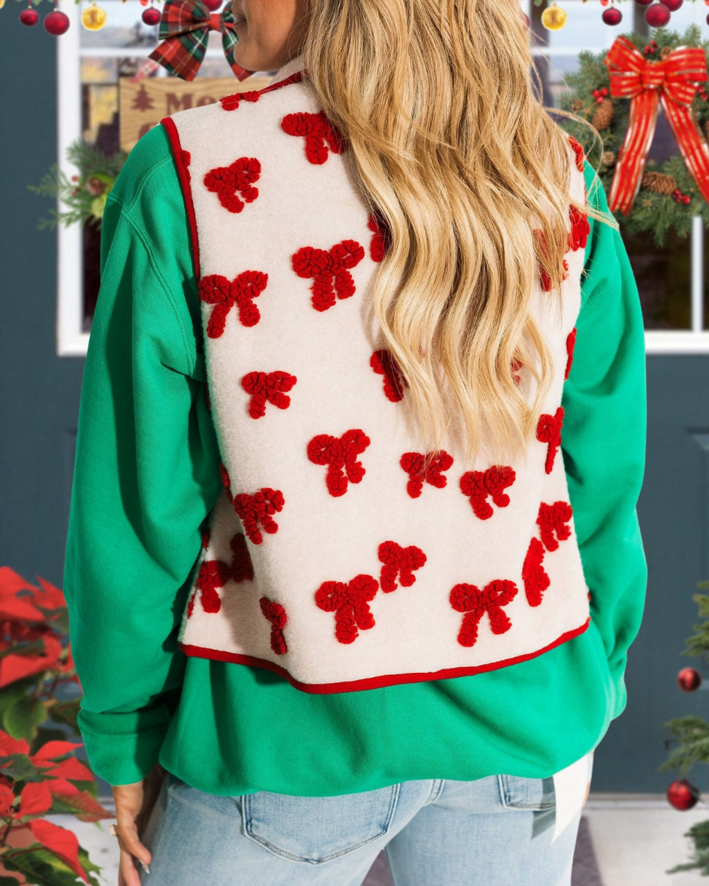 Bow Embroidered Fleece Vest