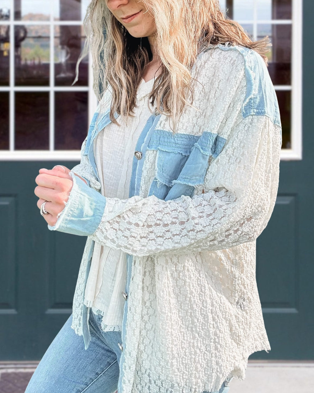 Denim Meets Lace Shacket