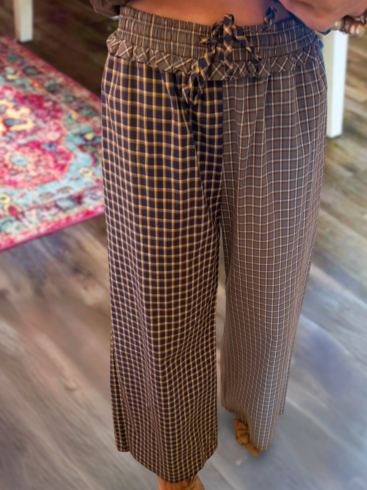 Trendy Plaid Patchwork Pants