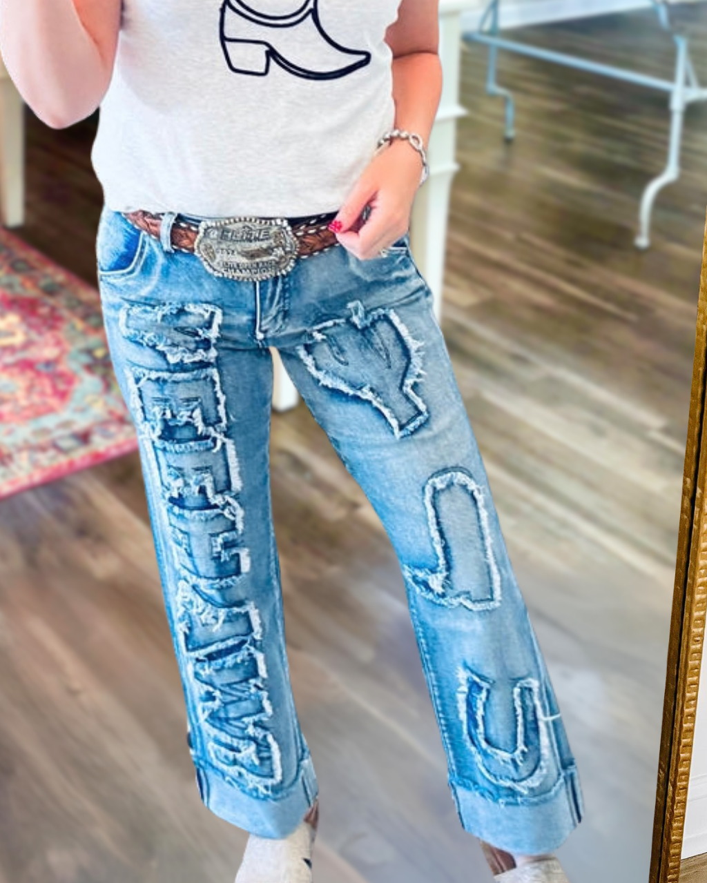 Vintage Western Style Embroidered Jeans