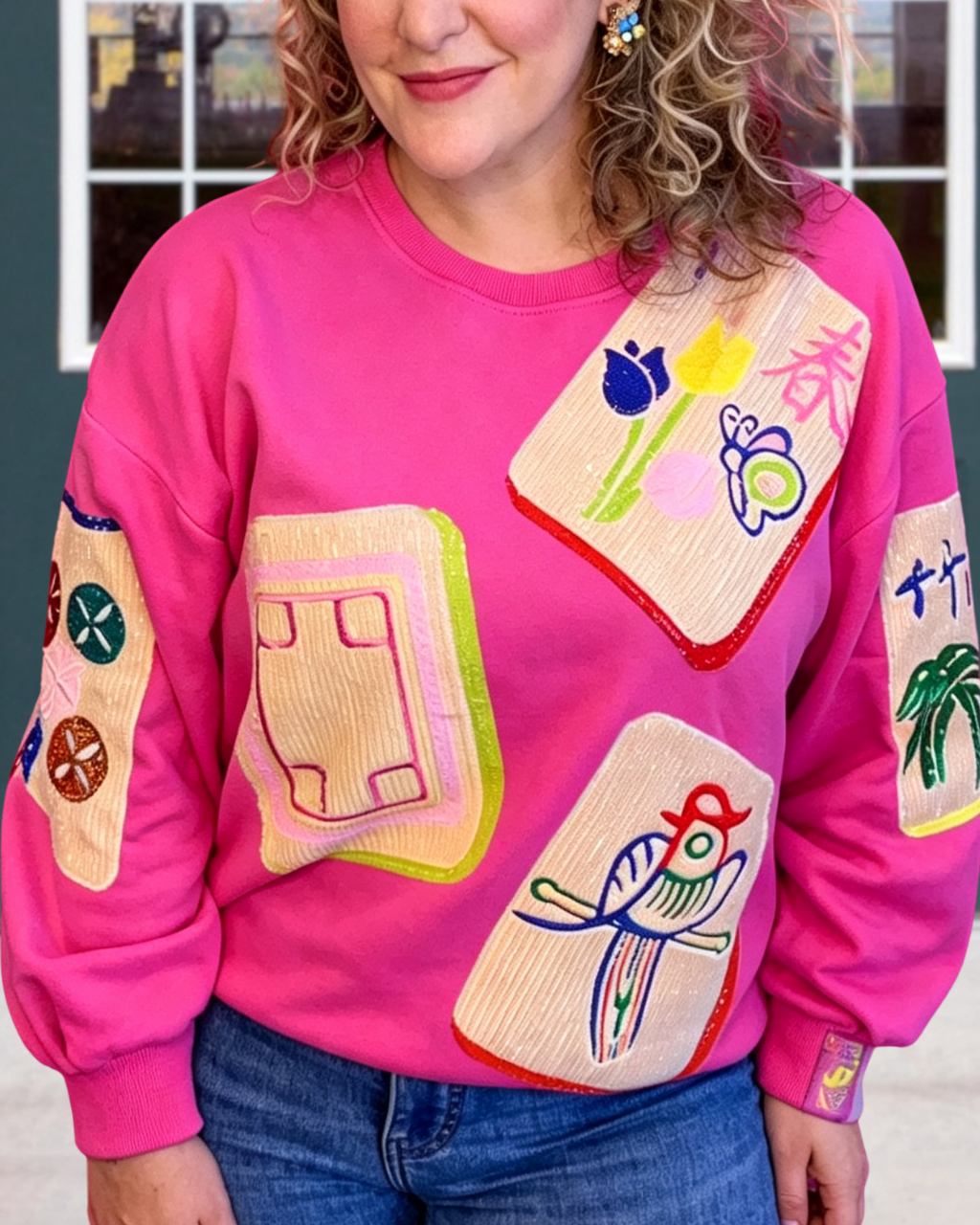 Oversized Mahjong Sequin Sweatshirt