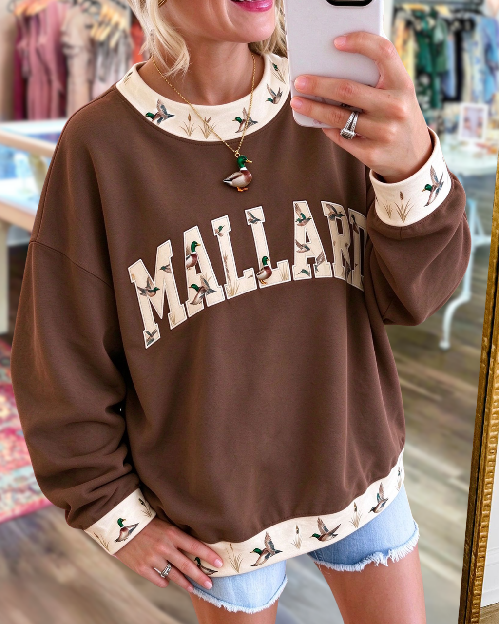 Mallard Duck Print Pullover