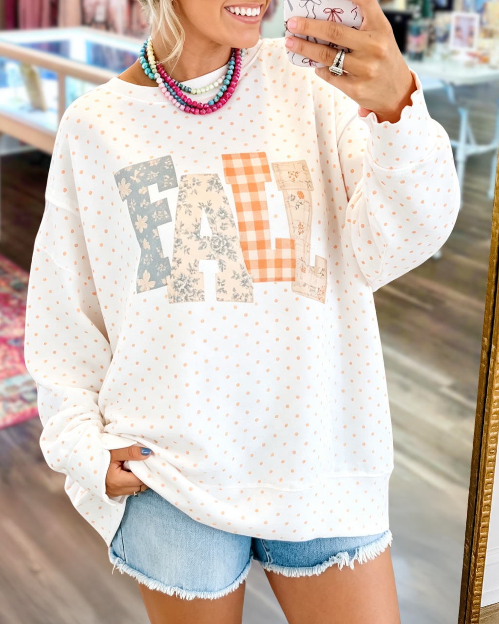 FALL Polka Dot Patchwork Pullover