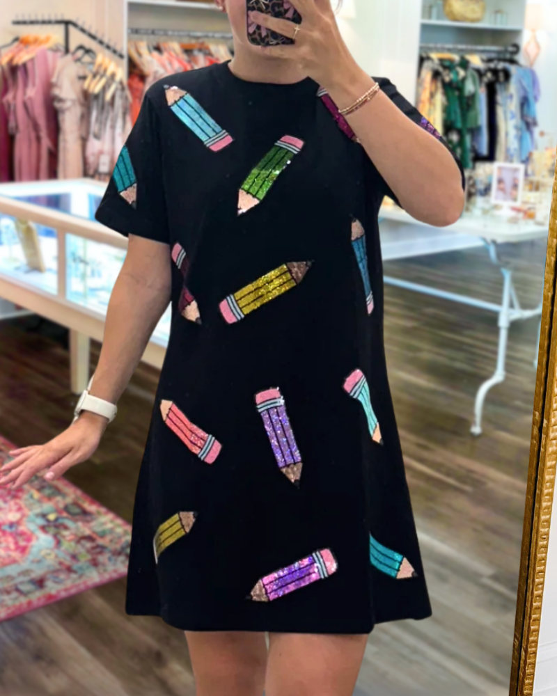 Scattered Pencil Sequin Dress