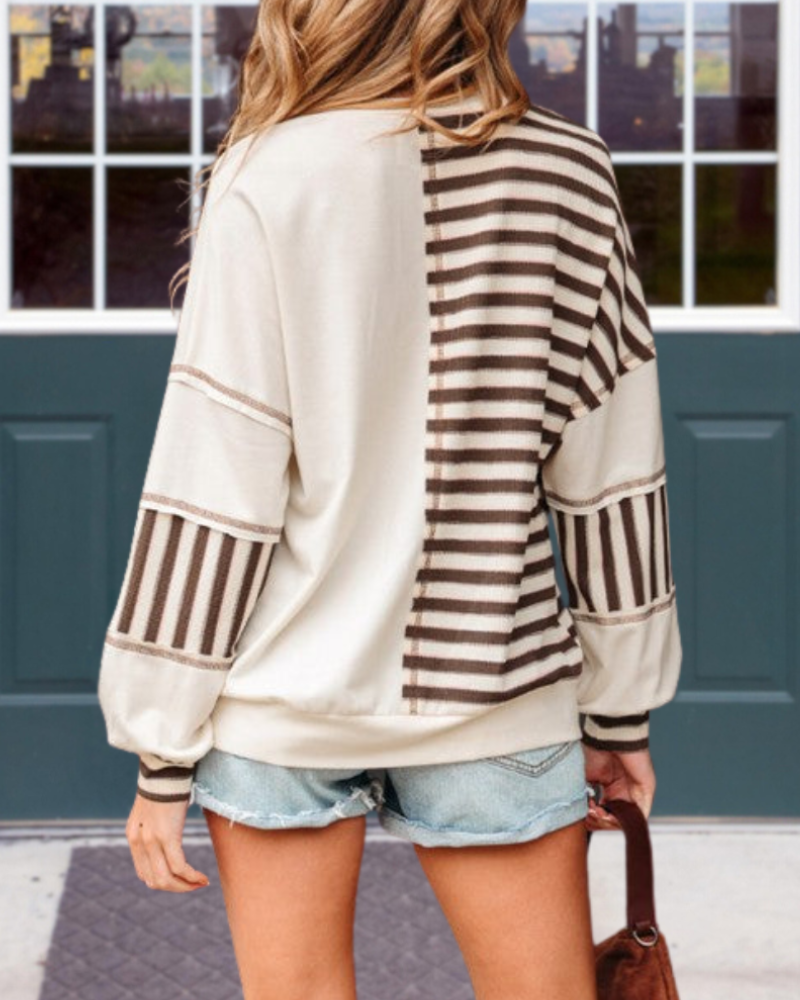 Unique Striped Half-Button Pullover
