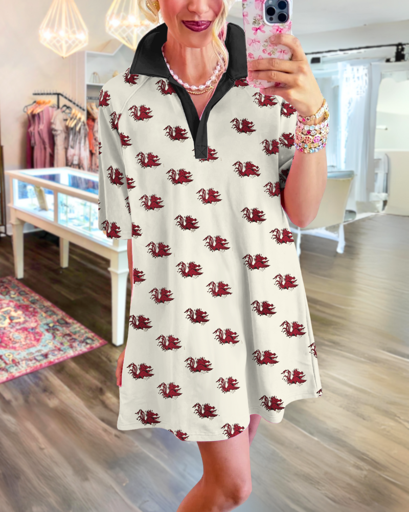 Gamecock Half Open Collar Dress