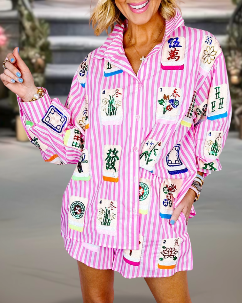 Striped Mahjong Sequin Set