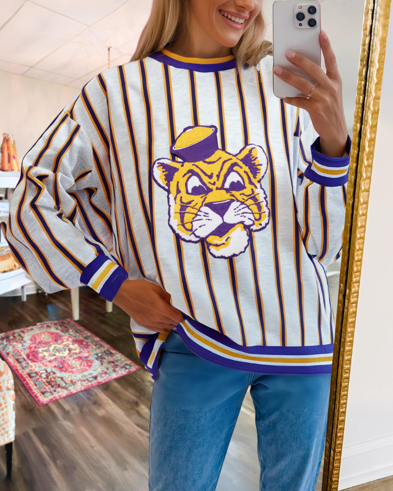 Louisiana Tigers Striped Sweatshirt