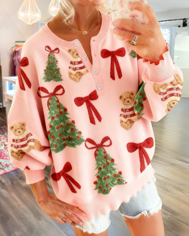 Christmas Bow Bear Pullover