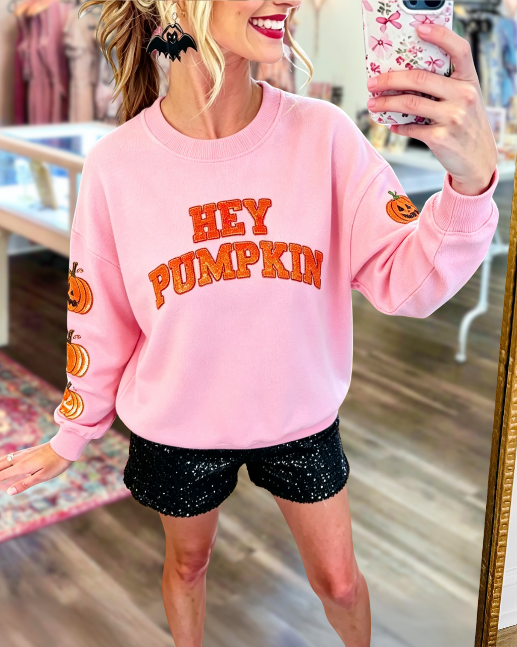 "Hey Pumpkin" Embroidered Pullover