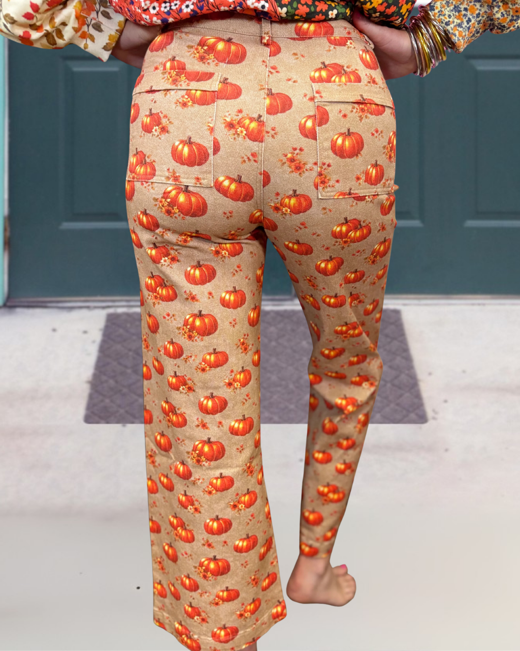 Halloween Pumpkin Print Pants