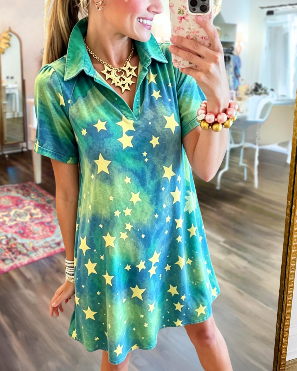 Chic Watercolor Star Dress