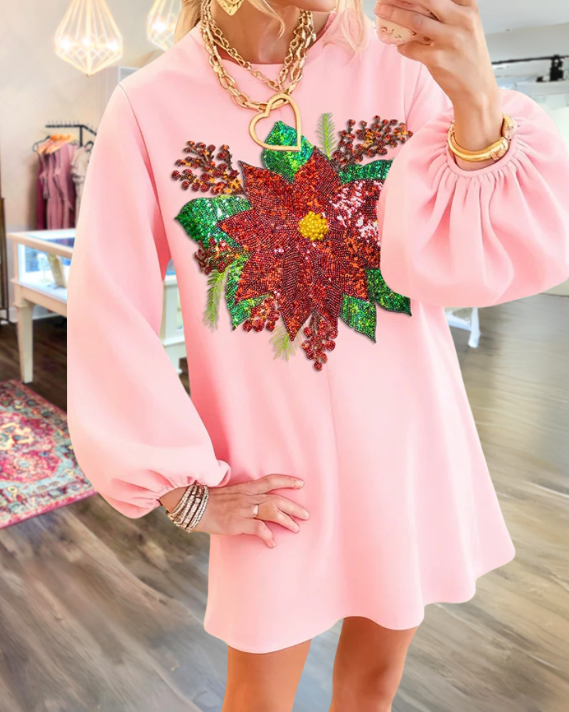 Unique Maple Leaf Sequin Dress