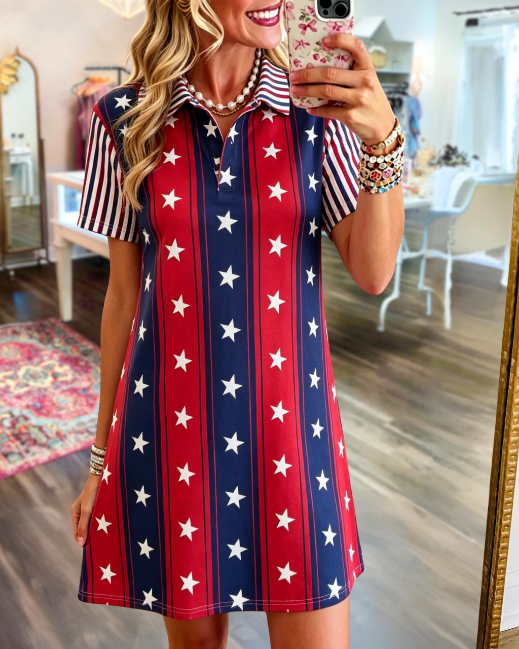 Stars and Stripes Polo Mini Dress