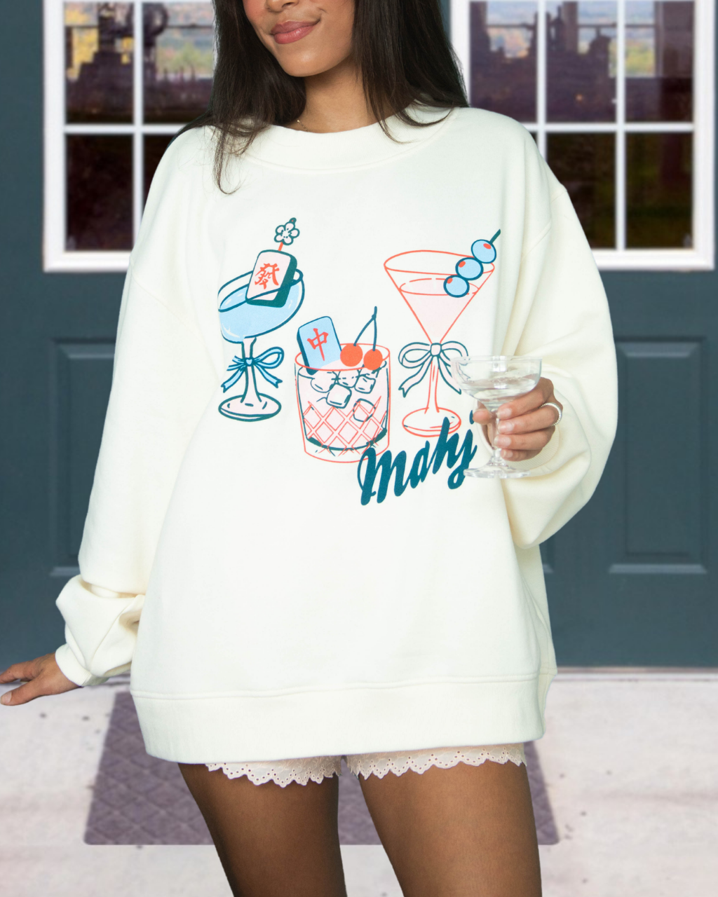 Mahjong Cocktail Print Sweatshirt