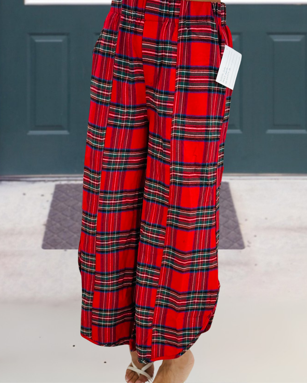 Christmas Plaid Wide-Leg Pants