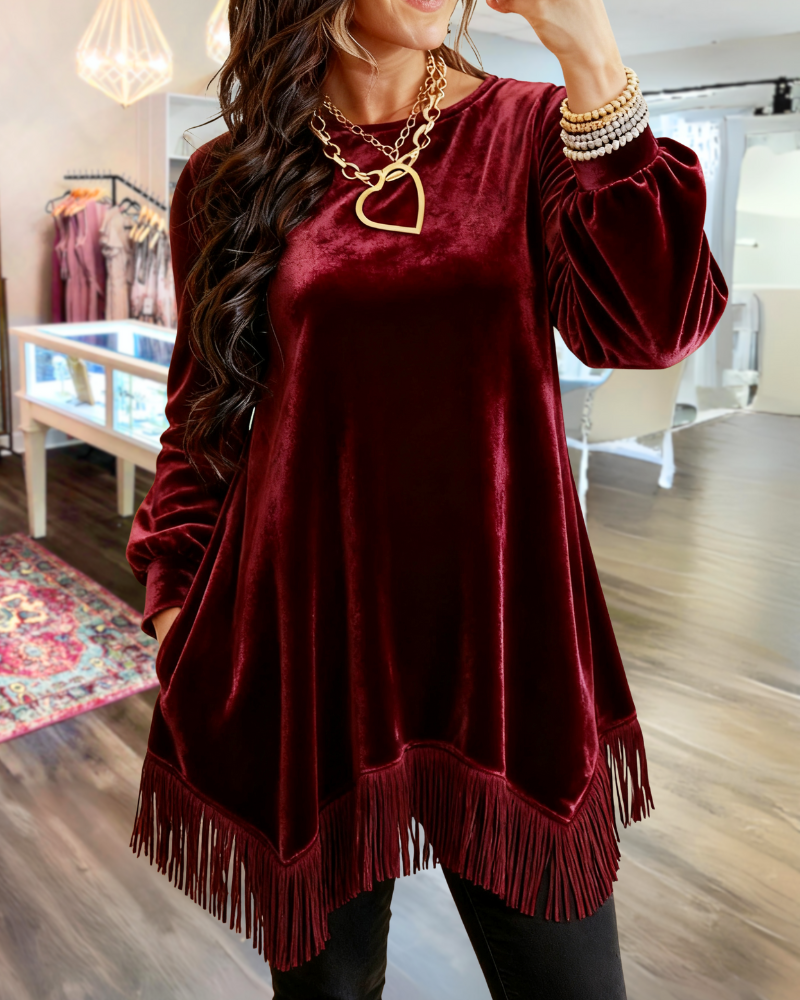 Simple Elegant Tassels Velvet Top