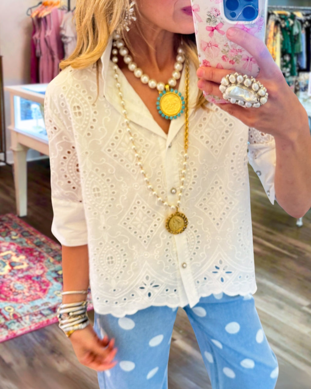 The Eyelet Scallop Blouse