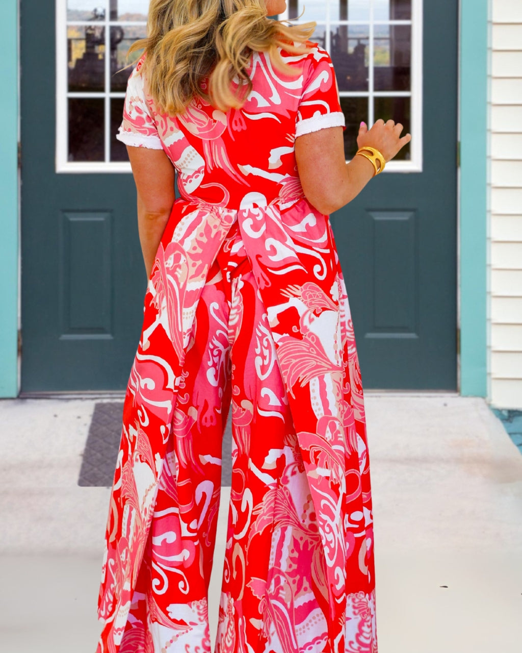 Chic Patterned Wide-Leg Jumpsuit