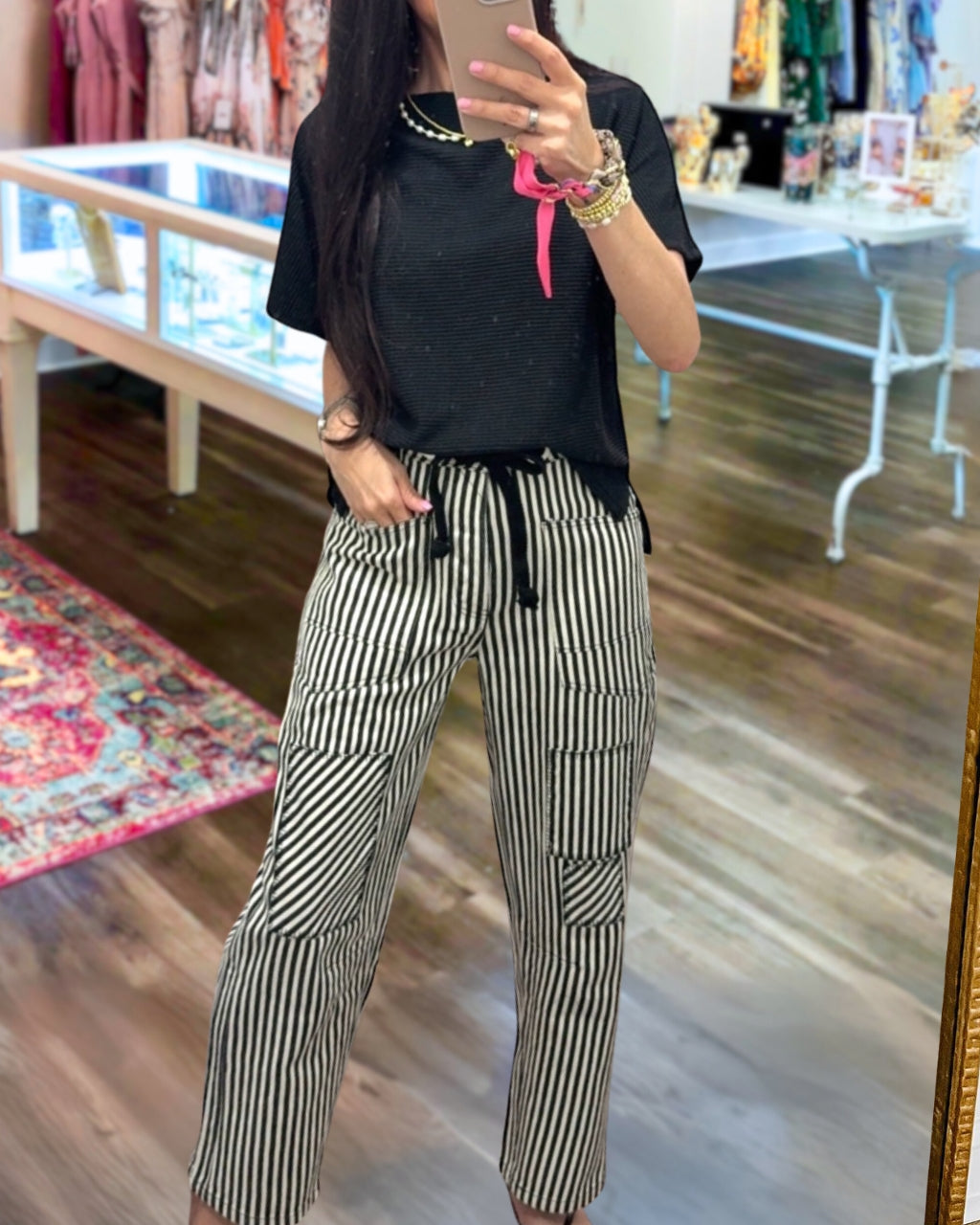 Stylish Patch Striped Pants