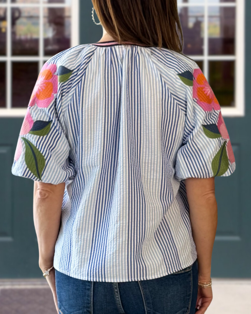 Bohemian Floral Stripes Top