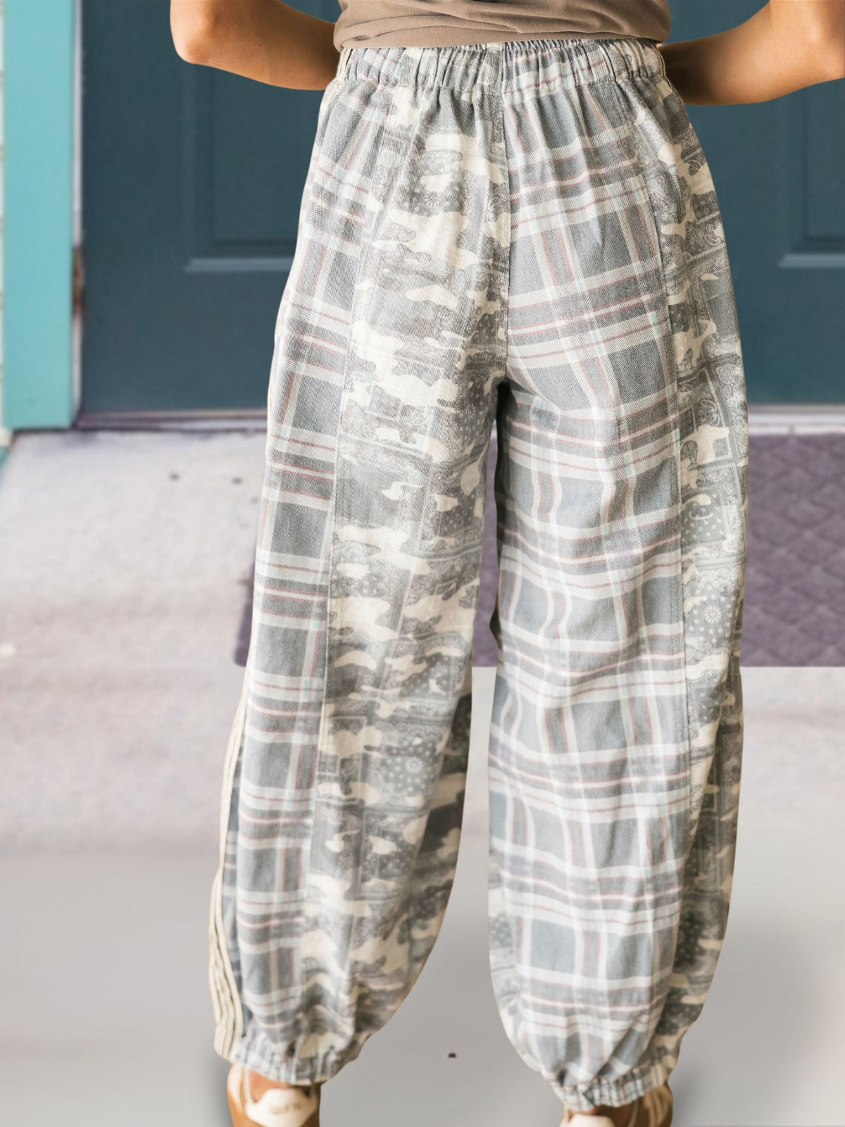 Camouflage Plaid Patchwork Jogger Pants