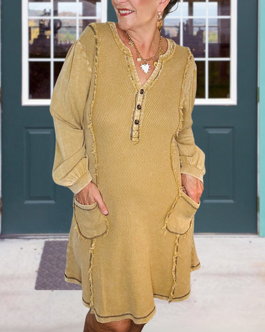 Unique Reverse-stitched Frayed Edge Dress