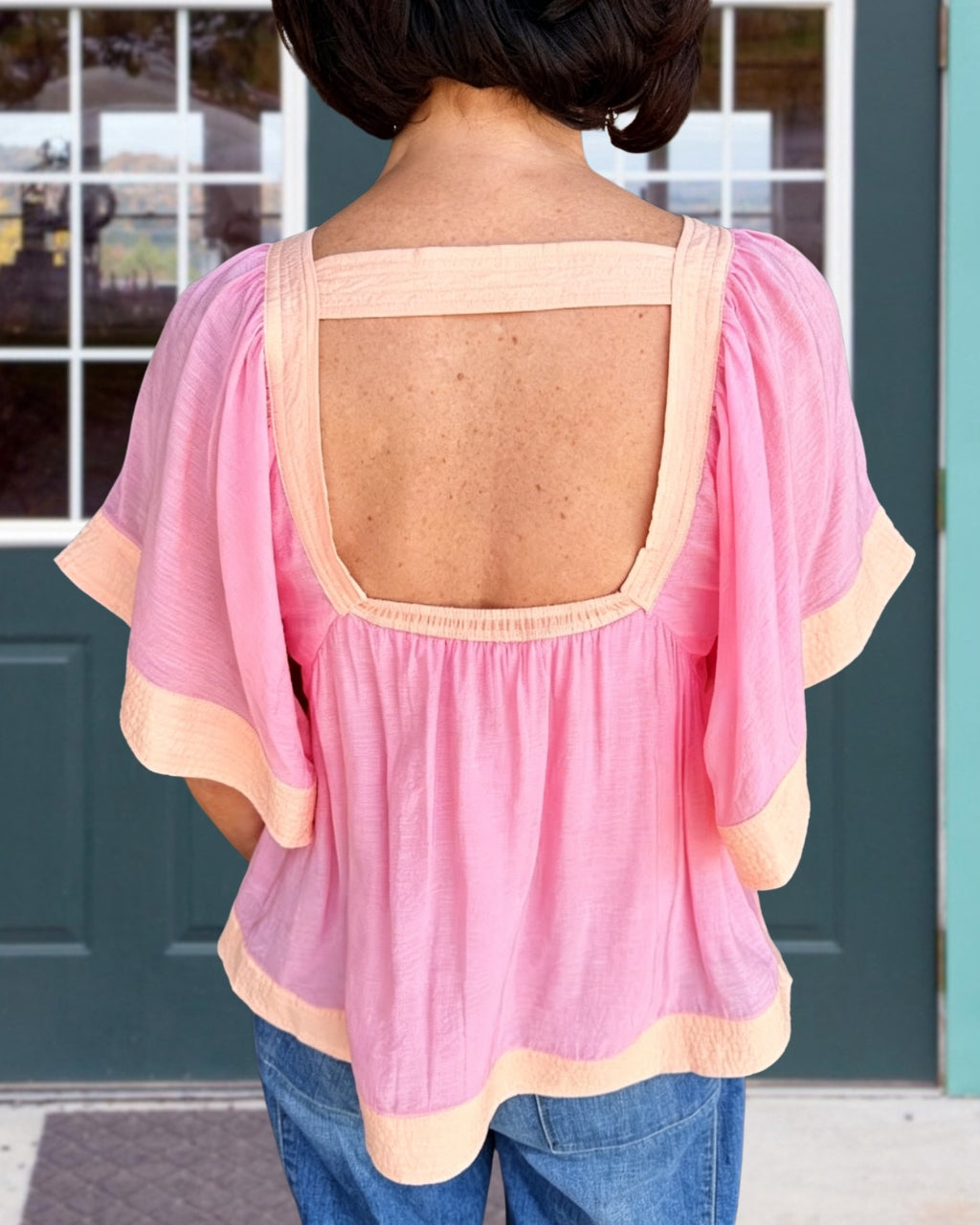 Batwing Sleeve Backless Top