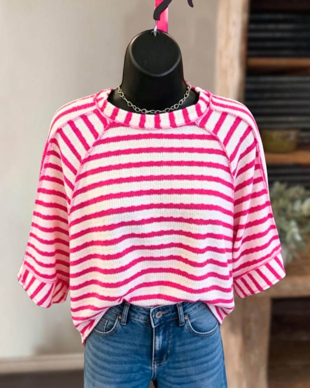 Chic Reverse Stitching Striped Top