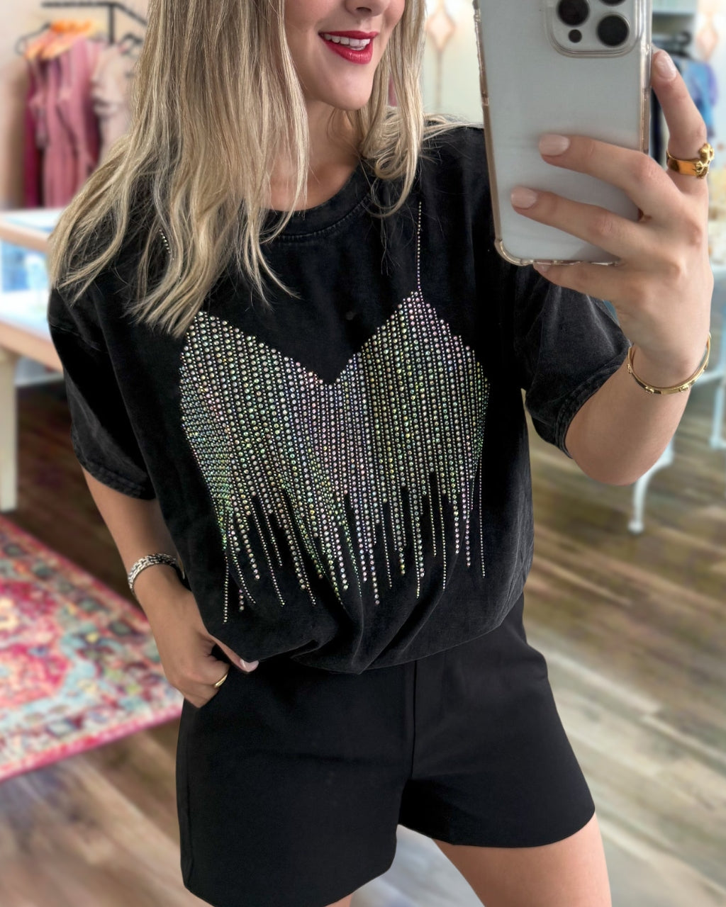 Bikini Rhinestone Crewneck T-Shirt