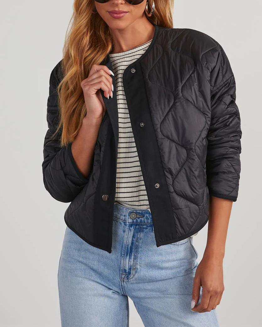 Wave Quilted Cropped Jacket
