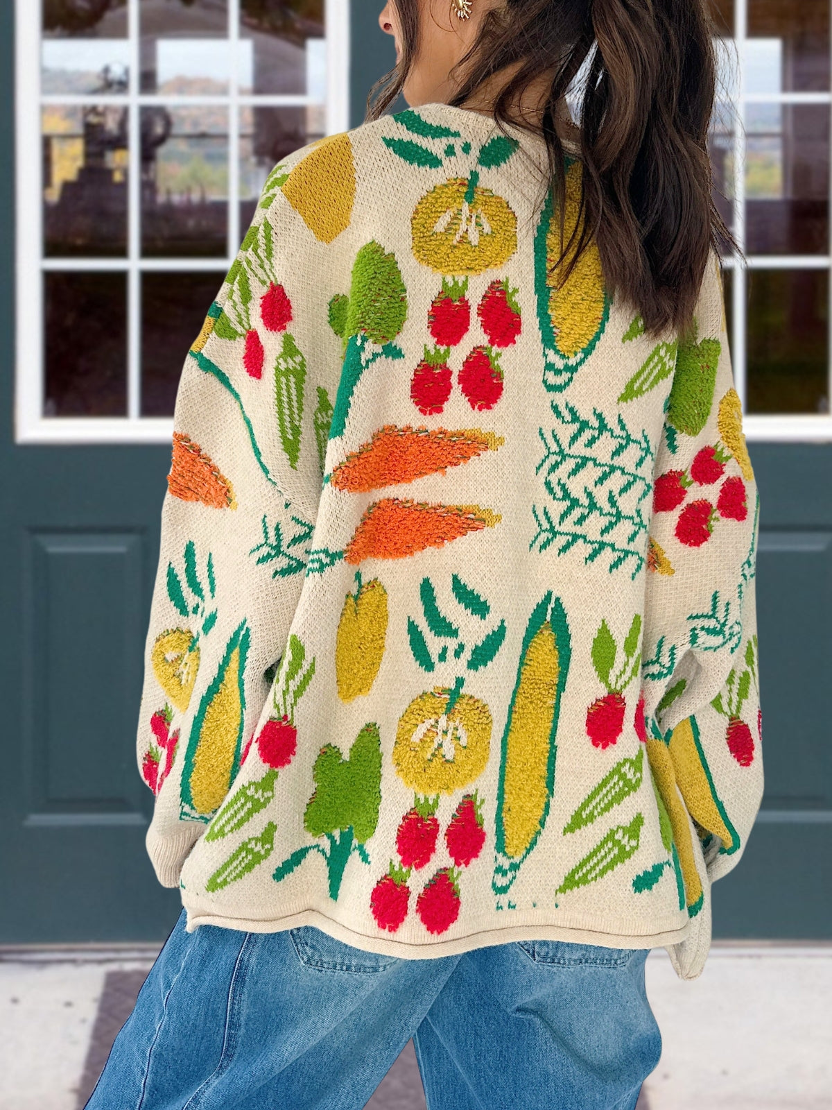 Harvest Vegetable Pattern Cardigan