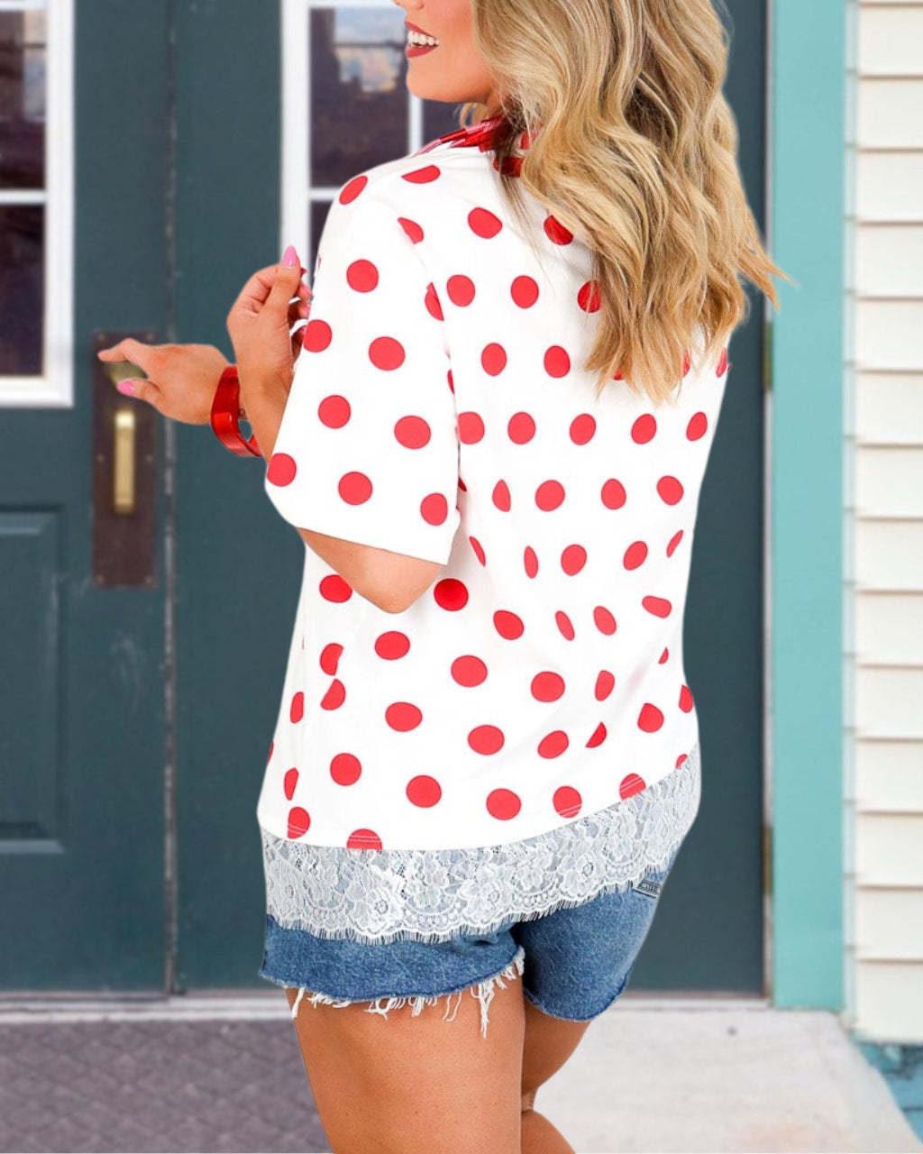 Polka Dot Lace Hem Top