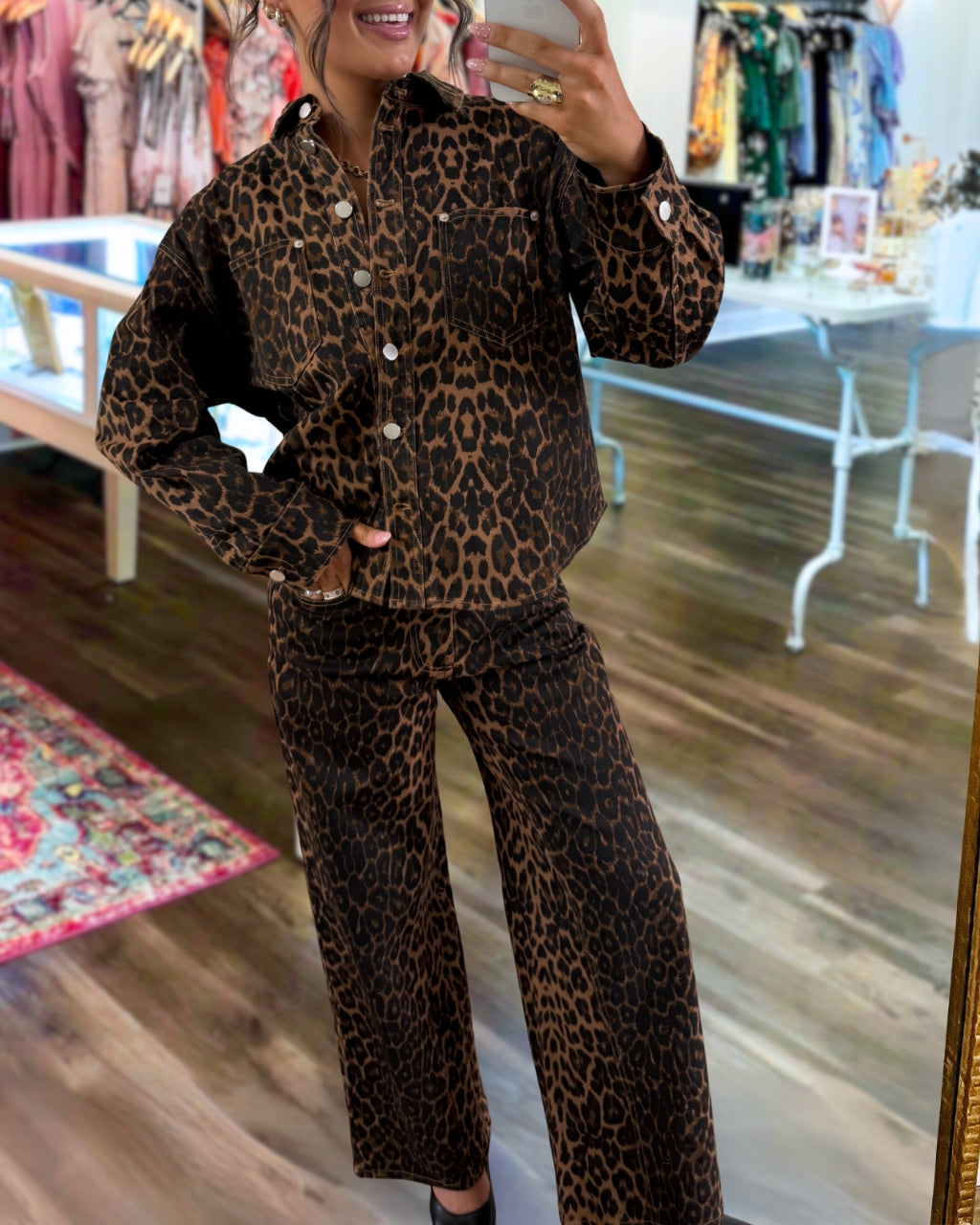 Trendy Washed Leopard Pants