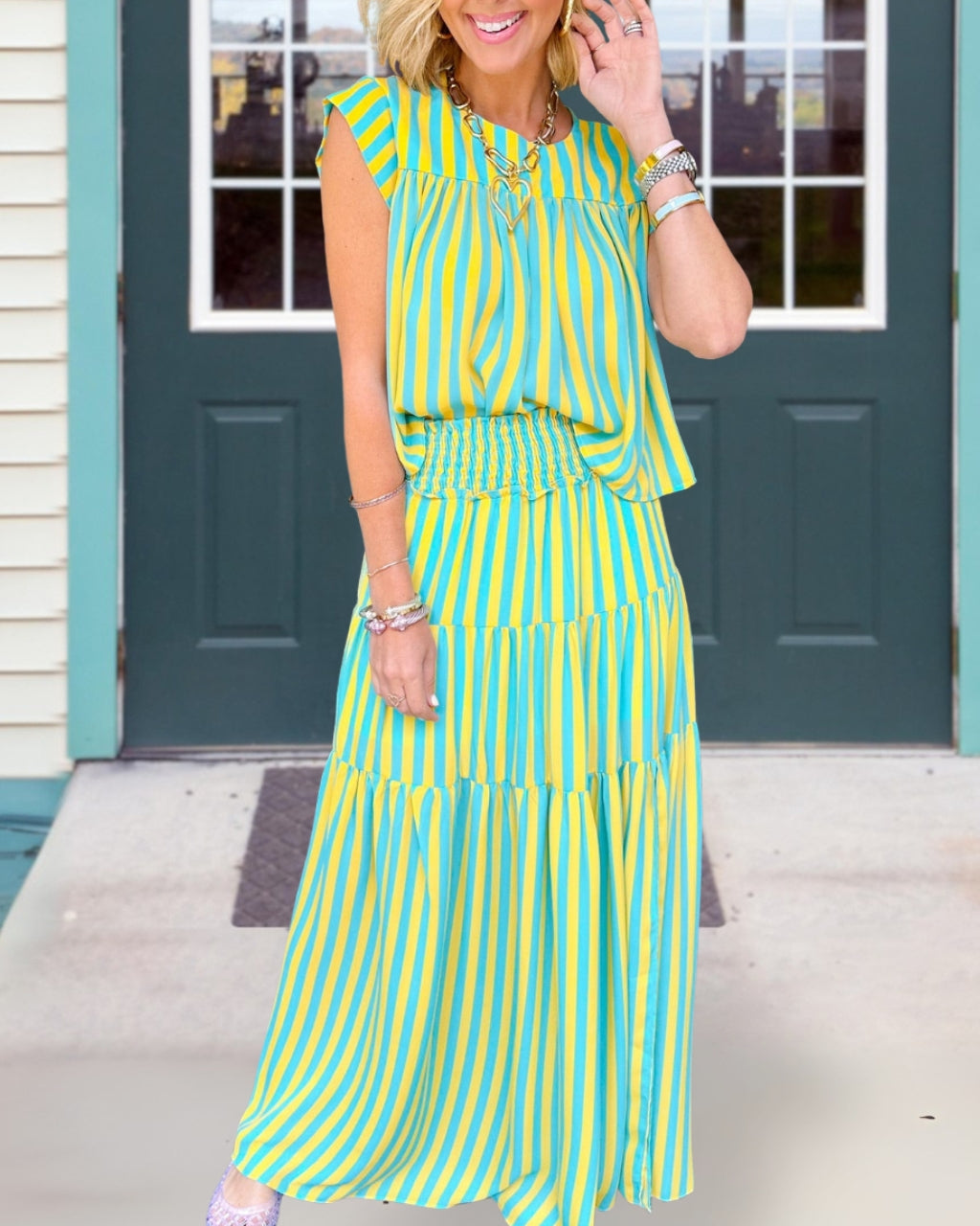 Chic Striped Skirt Set