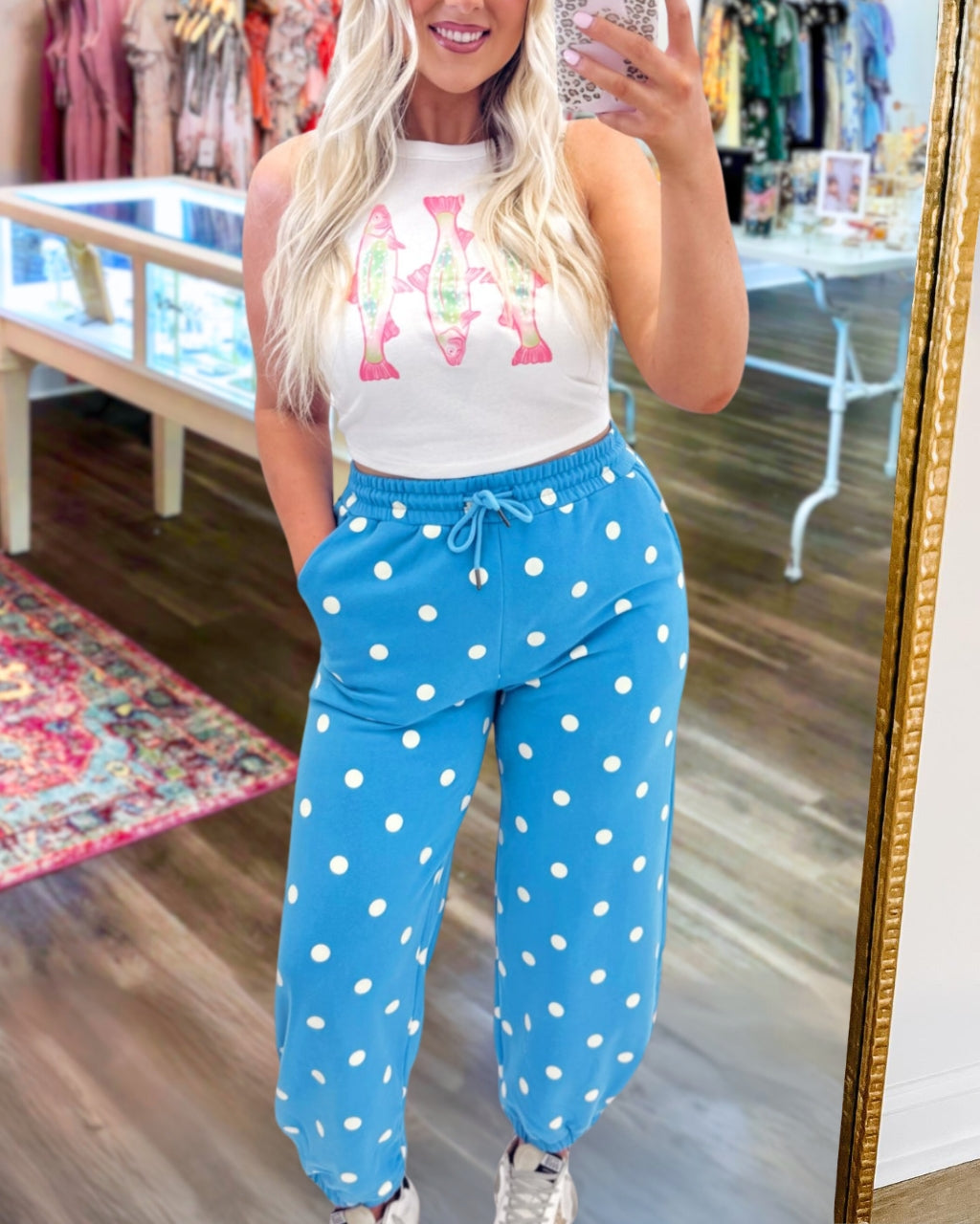 Vibrant Contrast Polka Dot Joggers