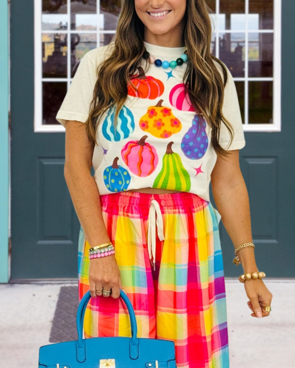 Colorful Pumpkin Print Halloween T-Shirt