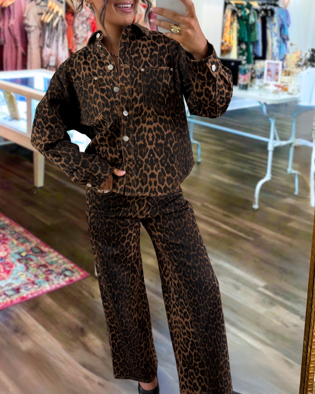 Retro Leopard Print Shirt Jacket