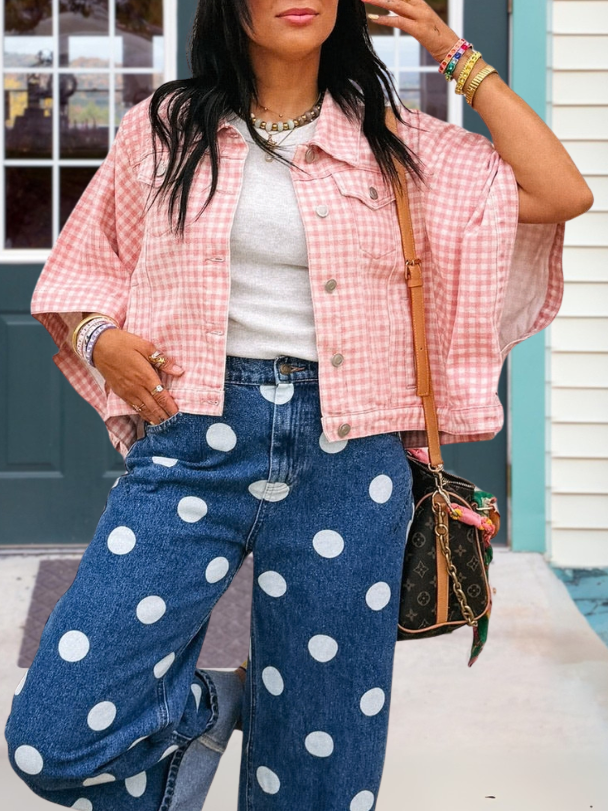Stylish Plaid Cape Jacket