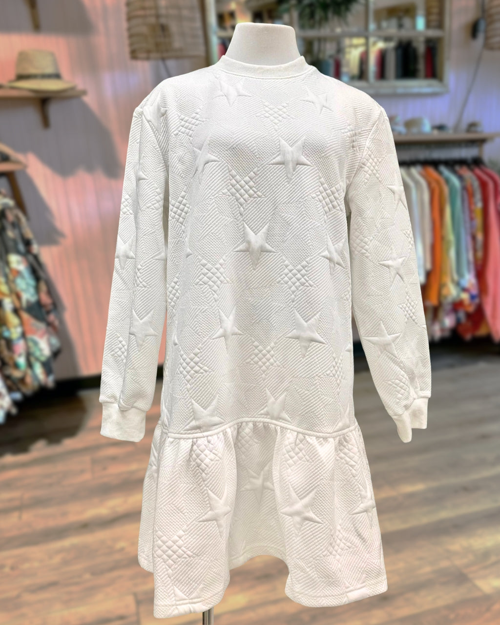 Star-textured Crew Neck Dress