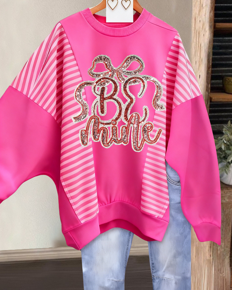 Be Mine Sequin Striped Sweatshirt