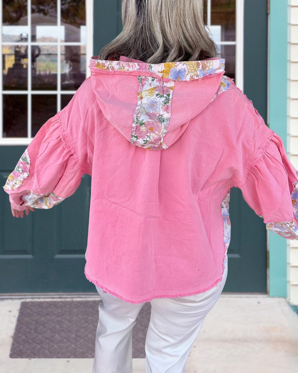 Floral Washed Raw Edge Jacket