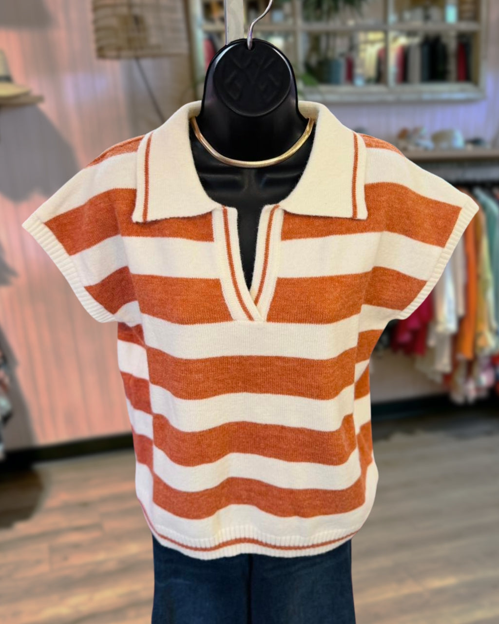 Collared Stripe Everyday Top