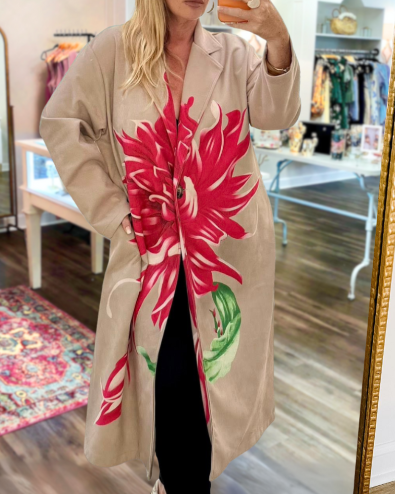 Unique Floral Wool Coat