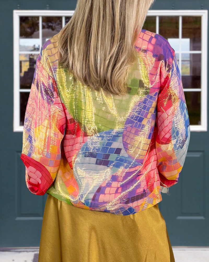 Abstract Plaid V-neck Top