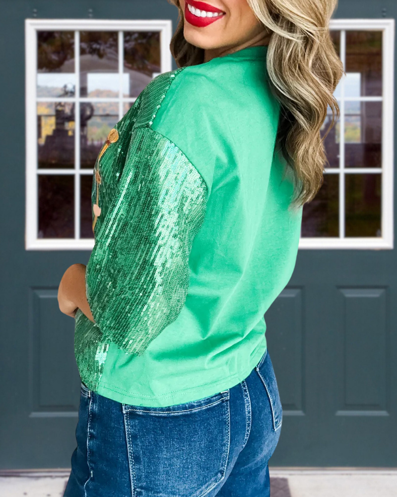 Nutcracker Sequined Crewneck Top