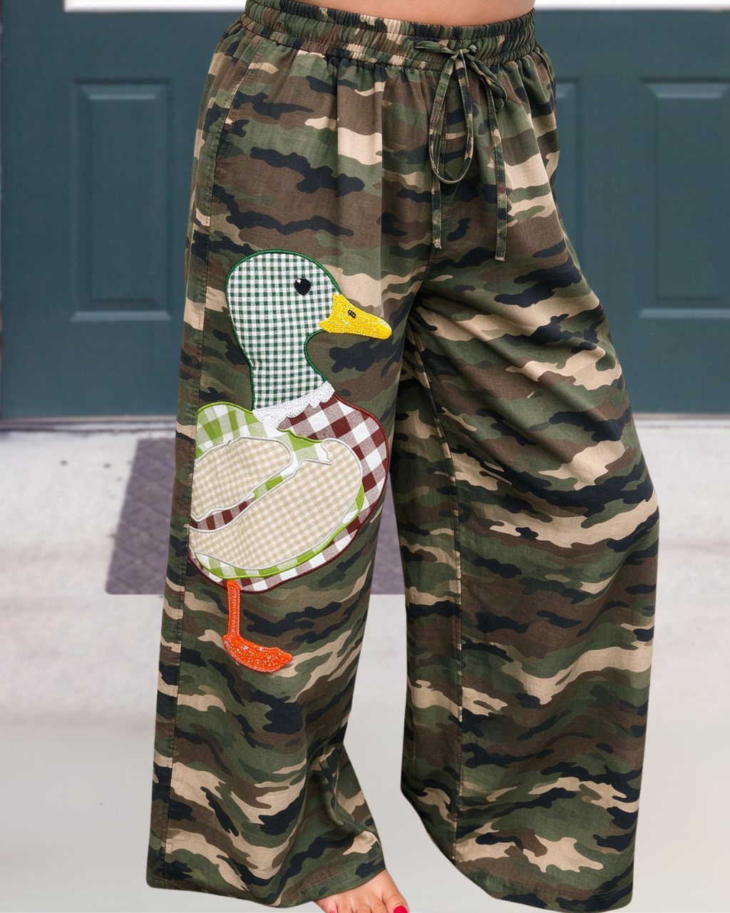 Wild Duck Plaid Embroidered Camouflage Pants